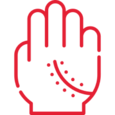Icona di una mano con una cicatrice chirurgica pulita e curata.