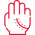Icona di una mano con una cicatrice chirurgica pulita e curata.