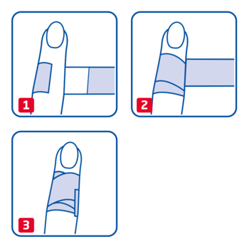 Instruktioner i brug af Leukoplast detectable fingerbandage