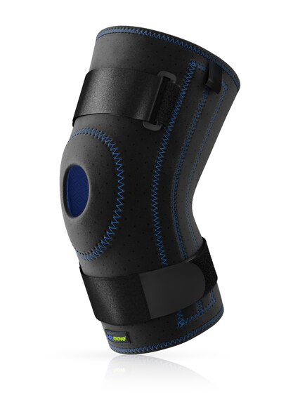 Neoprene-free Actimove Sports Edition Knee Stabilizer with Adjustable Horseshoe and Stays in black
