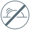 Crossed-out schematic representation of a blister to show the reduced risk of blister formation.