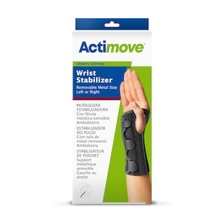 Opakowanie regulowanej ortezy stabilizującej nadgarstek z metalową podpórką Actimove Sports Edition
