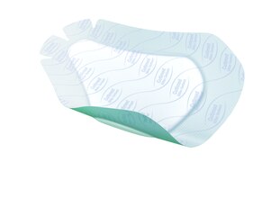 Afbeelding toont Cutimed® Siltec® Sorbact® Sacrum van bovenaf 