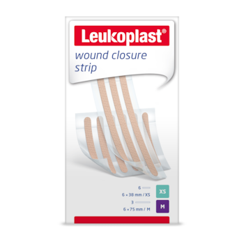 Vorderansicht der Verpackung von Leukoplast wound closure strip
