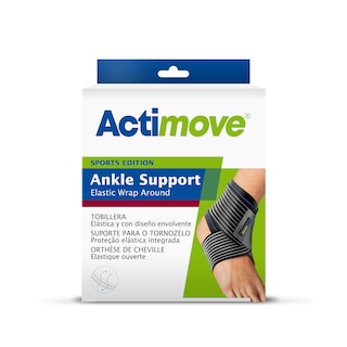 Förpackning med Actimove Sports Edition fotledsstöd med elastiskt band 
