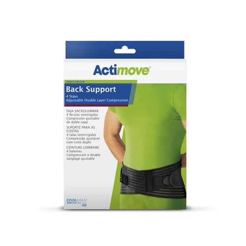 Pack of Actimove Sports Edition Back Support with 4 Stays and Adjustable Double Layer Compression
