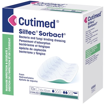 Packaging image of Cutimed Siltec Sorbact 10x10 cm