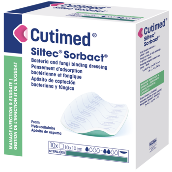 Packaging image of Cutimed Siltec Sorbact 10x10 cm