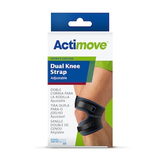 Pack of Actimove Sports Edition Adjustable Dual Knee Strap on knee