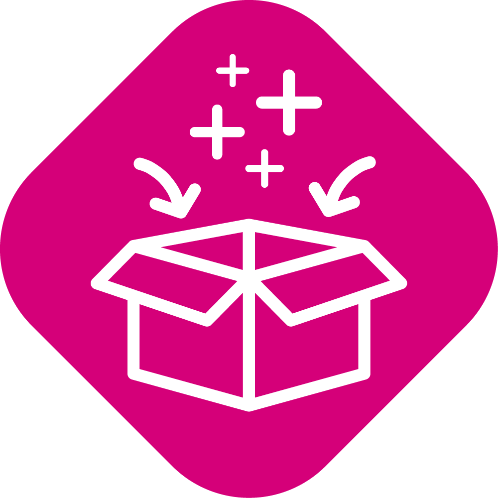 Symbol showing a box and arrows and plus symboles which are pointing into the box