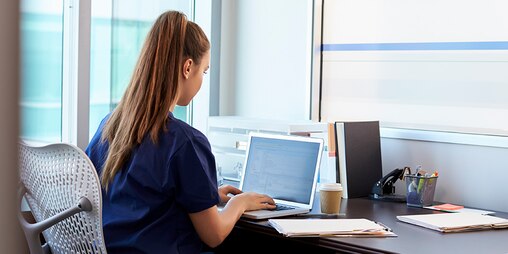 Image showing a a wound nurse doing desk research.
