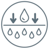 Two droplets of water touching the skin to show that this product is moisturizing.