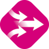 Symbol with three dynamic arrows to visualize that the product stimulates wound healing
