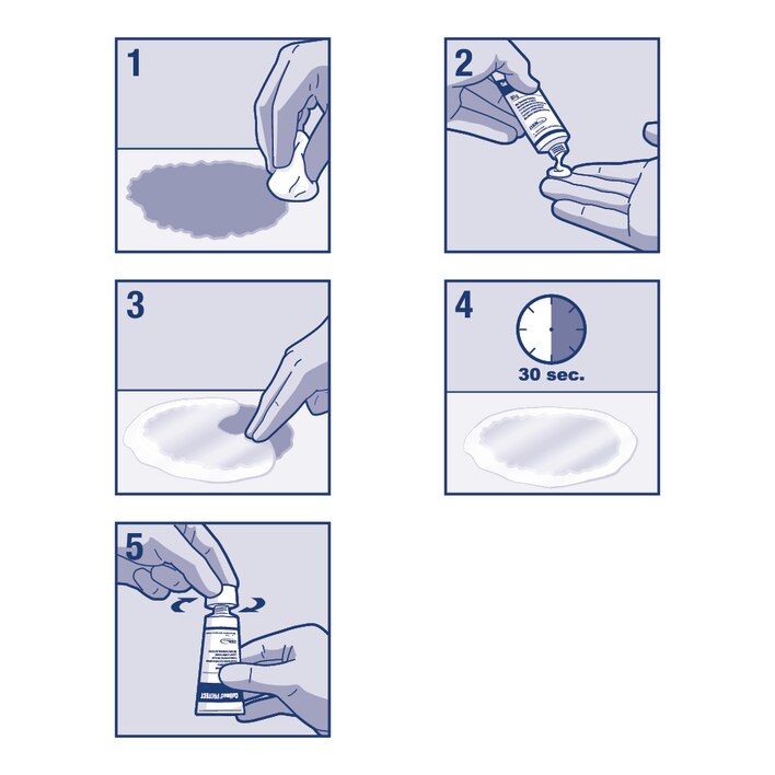 Cinco imágenes que muestran cómo aplicar Cutimed Protect Crema 