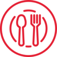 Icono que destaca la importancia de una alimentación equilibrada para favorecer el bienestar general durante la recuperación de una herida supurante.