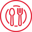 Icona che evidenzia l’importanza di un’alimentazione equilibrata per favorire il benessere generale durante il recupero di una ferita con essudato.