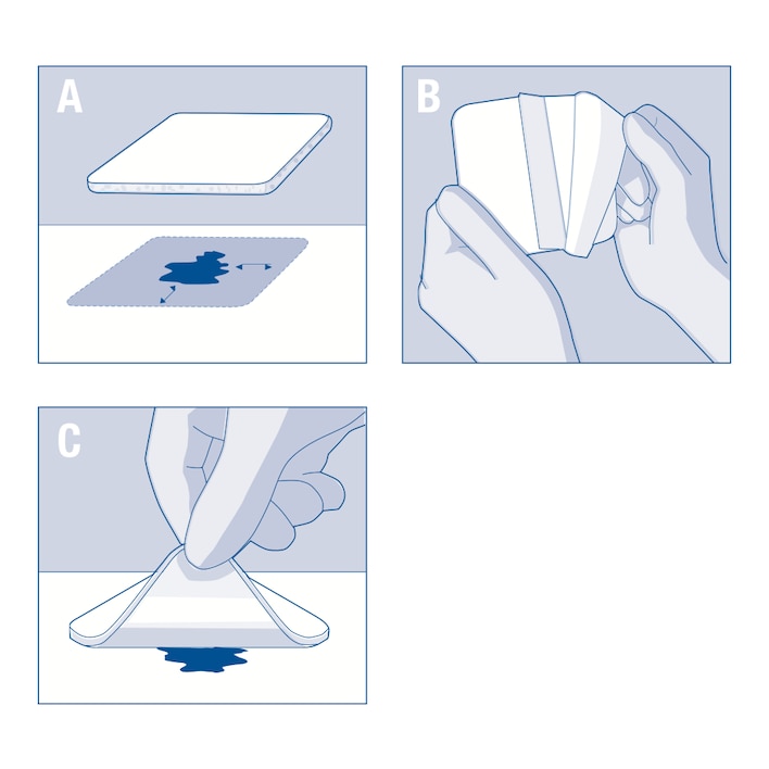 Bilde som viser hvordan du påfører Cutimed® Siltec® L (light)