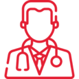 Icono que representa una revisión médica de una herida quirúrgica para detectar infección.