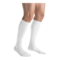 Close-up side view of two legs in JOBST forMen white knee-high compression socks.