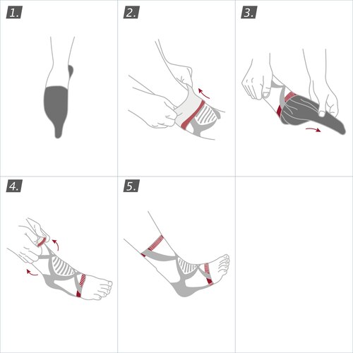 How to put on the Actimove Professional Line TaloMotion Ankle Support: pull the product over your foot
