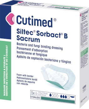 Immagine di una confezione di Cutimed® Siltec® Sorbact® B Sacrum 