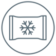 Graphical representation of a cold pad to illustrate the cooling of the wound for pain management in the Leukoplast wound care advisor.