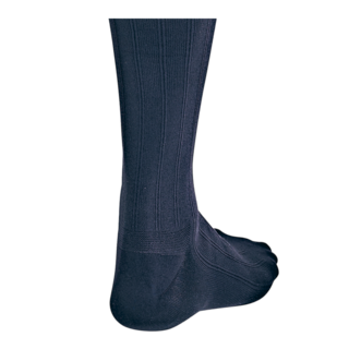 Close-up back view of a leg in JOBST For Men Explore navy compression socks.
