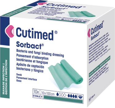 Obrázek ukazující balíček kontaktní vrstvu Cutimed® Sorbact® Swab