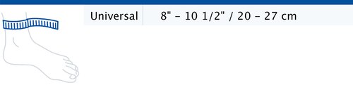 Size chart showing measurements for Actimove Sports Edition Ankle Stabilizer with Criss-Cross Straps
