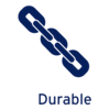An illustration featuring a blue link with the word 'durable,' emphasizing the longevity of JOBST fabric.