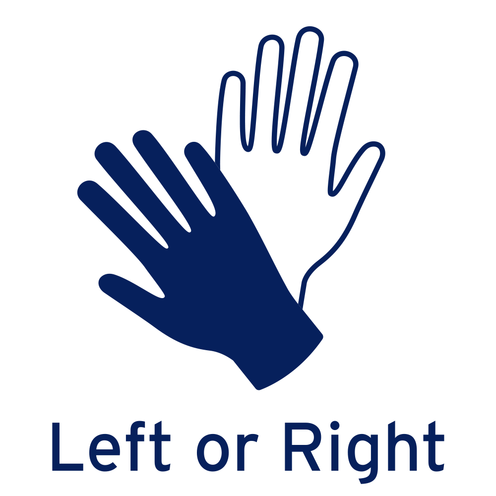 Diagram showing left and right hand with a word 'Left or Right'.