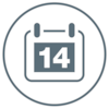 Calendar showing the figure 14 for the number of days this product can be used.