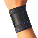 Hand wearing Actimove Sports Edition Wrist Support Elastic Wrap Around in black
