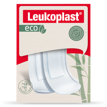 Přední pohled na obal produktu Leukoplast eco Strips