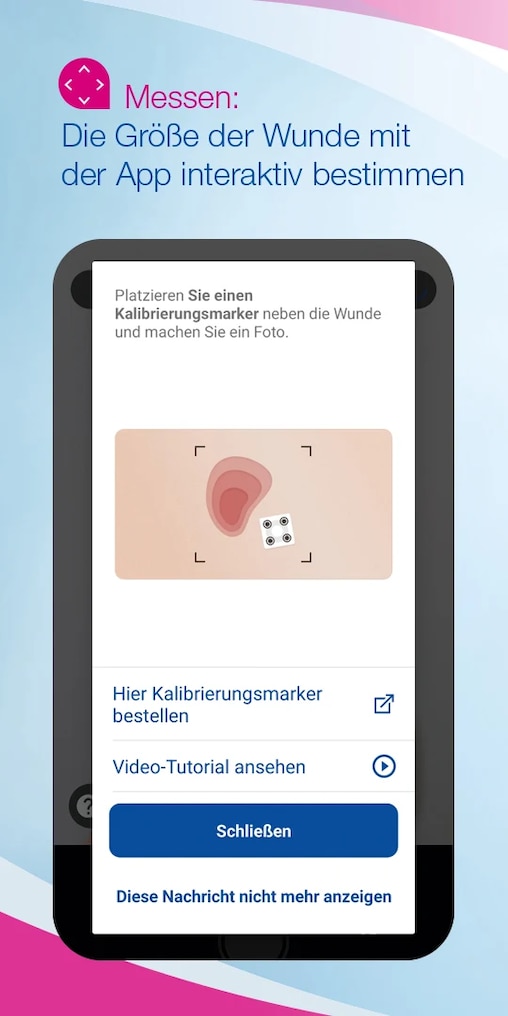 Screenshot des App-Menüs zur Fotodokumentation der Wunde