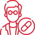 Icono que representa recibir recomendaciones del personal de la farmacia.