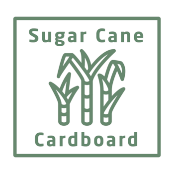 Icon mit drei Zuckerrohren und der Aufschrift: Zuckerrohrkarton