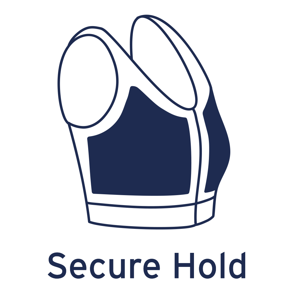 Diagram showing JOBST Bellisse compression garment with the words 'secure hold'.