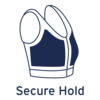 Diagram showing JOBST Bellisse compression garment with the words 'secure hold'.