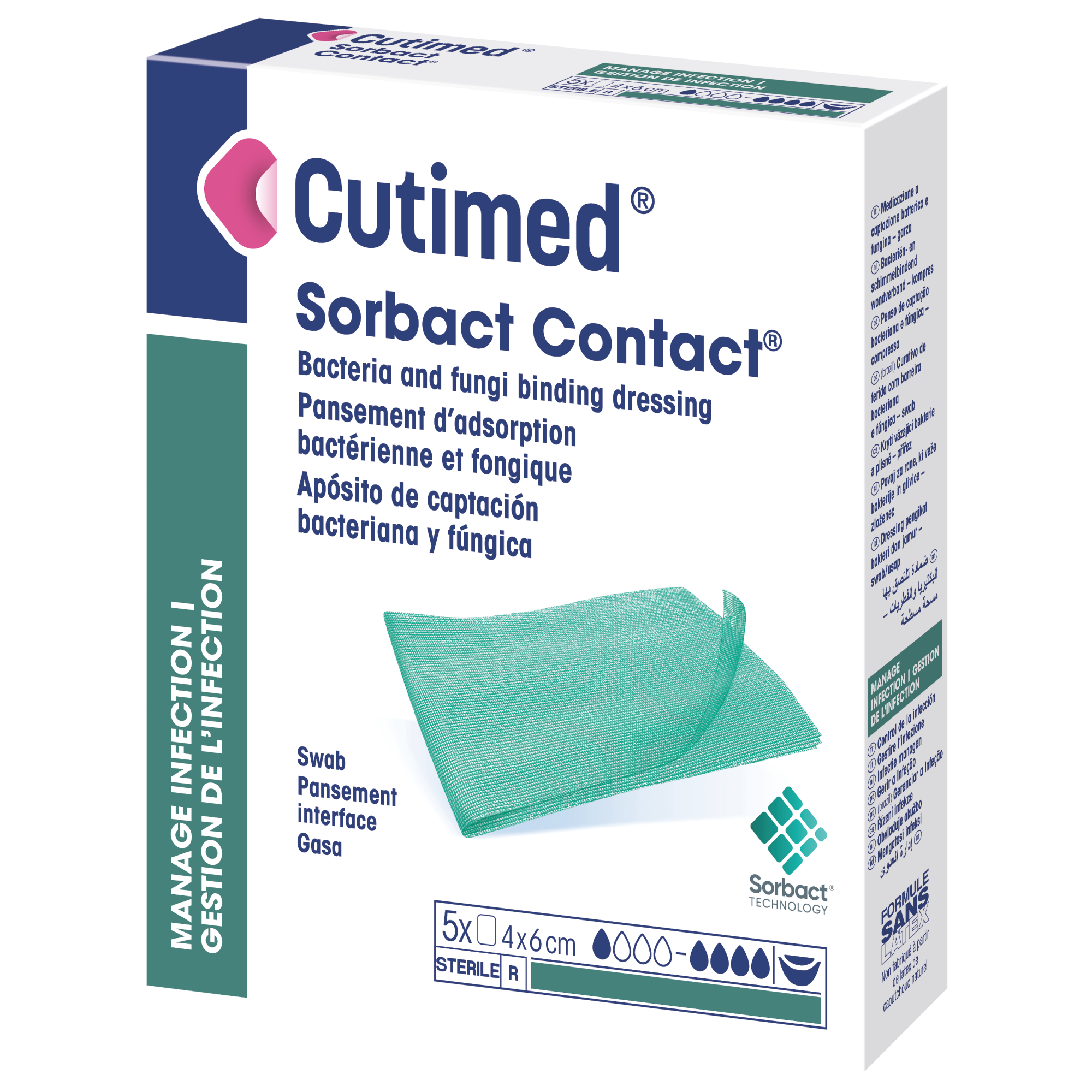 Afbeelding van een verpakking van Cutimed® Sorbact® kompres Afbeelding van een verpakking van Cutimed® Sorbact® kompres