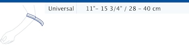 Size chart showing measurements for Actimove Sports Edition Elbow Strap with Hot/Cold Pack
Size chart showing measurements for Actimove Sports Edition Elbow Strap with Hot/Cold Pack