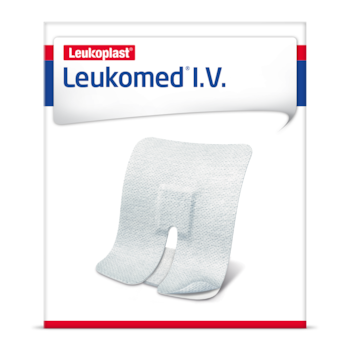 Imagen frontal del paquete de Leukomed I.V. de tejido sin tejer