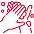 Icono que representa el lavado de manos con geles suaves para evitar irritar la piel con xerosis.