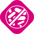 Symbol showing crossed out pathogens, which stands for effectiveness against the most common resistant ones