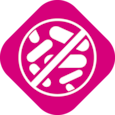 Symbol showing crossed out pathogens, which stands for effectiveness against the most common resistant ones