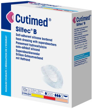 Bilde som viser et pakningsbilde av Cutimed® Siltec® B – 13 x 16