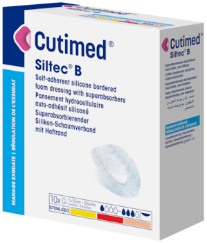 Bilde som viser et pakningsbilde av Cutimed® Siltec® B – 13 x 16