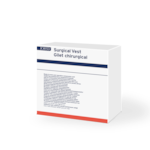 Packshot of a JOBST Surgical Vest packaging box. The box is white with the JOBST logo and product text printed in navy blue.