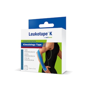 Opakowanie taśmy kinezjologicznej Leukotape K by Actimove do wsparcia mięśni i łagodzenia bólu.