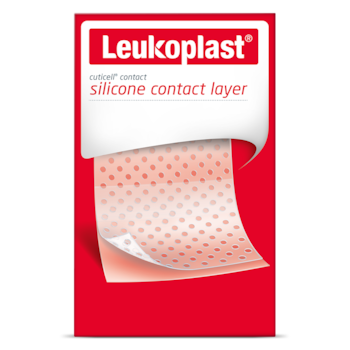 Přední záběr balení Cuticell contact od společnosti Leukoplast